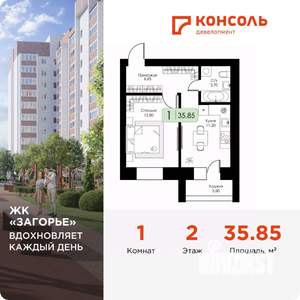 1-к квартира, вторичка, 36м2, 2/10 этаж