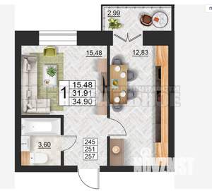 1-к квартира, вторичка, 35м2, 7/10 этаж