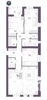 3-к квартира, строящийся дом, 111м2, 13/16 этаж