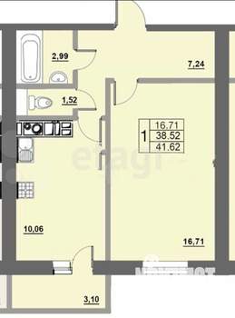 1-к квартира, вторичка, 39м2, 9/10 этаж
