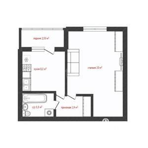 1-к квартира, вторичка, 35м2, 6/9 этаж