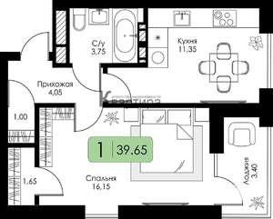 1-к квартира, сданный дом, 40м2, 6/11 этаж