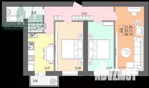 3-к квартира, вторичка, 86м2, 4/5 этаж