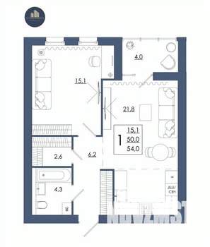 1-к квартира, строящийся дом, 54м2, 14/16 этаж