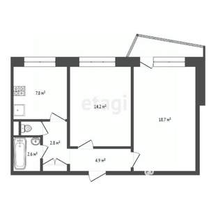 2-к квартира, вторичка, 53м2, 3/9 этаж