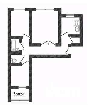 3-к квартира, вторичка, 65м2, 4/9 этаж