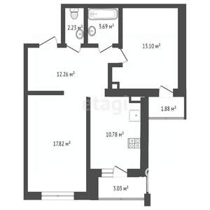 2-к квартира, вторичка, 65м2, 3/5 этаж