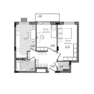 2-к квартира, строящийся дом, 66м2, 13/16 этаж